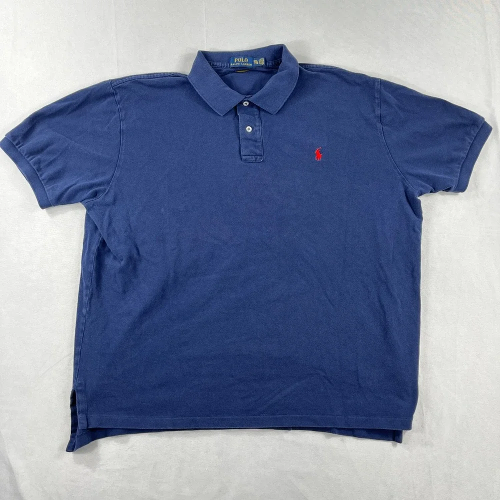 Polo Ralph Lauren Polo Shirt Classic Fit Navy Blue Red Pony Mens XXL